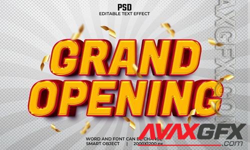 Grand opening 3d editable text effect premium psd with background