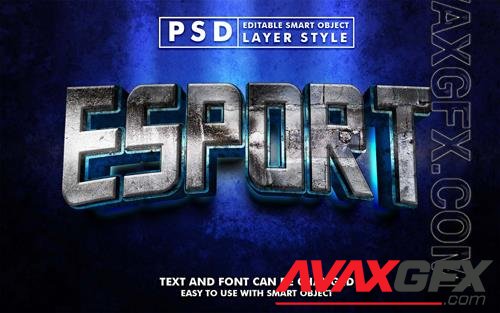 Esport 3d realistic text effect premium psd