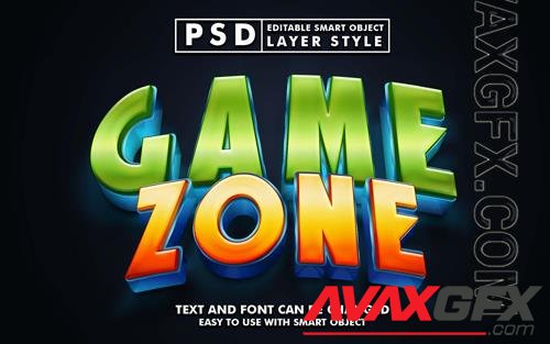 Game zone 3d realistic text effect premium psd