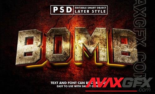 Bomb 3d realistic text effect premium psd