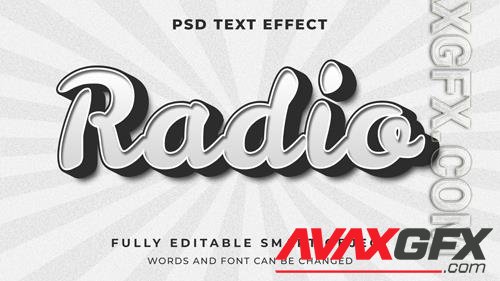 Radio retro vintage black and white graphic style editable text effect psd