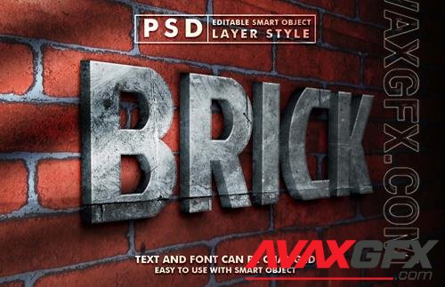 Brick 3d text effect editable text effect premium psd with smart object
