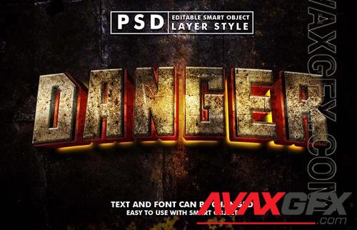 Danger 3d realistic text effect premium psd