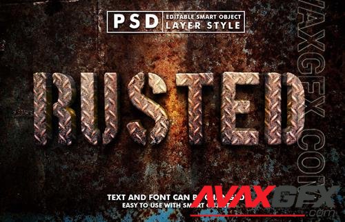 Rusted 3d realistic text effect premium psd