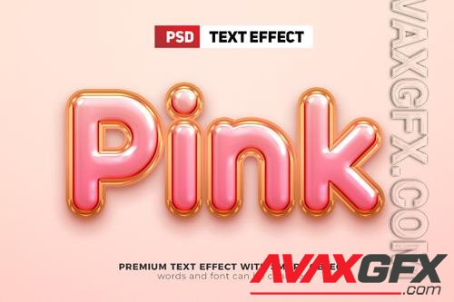 Pink soft gold helium balloon 3d editable text effect mock up psd