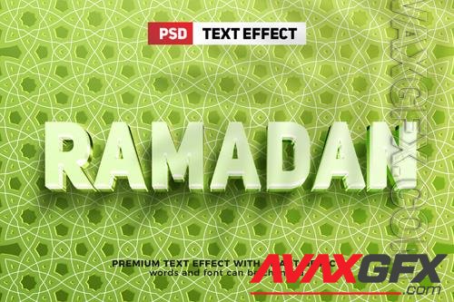 Modern ramadan 3d editable text effect style mock up logo template with green islamic pattern