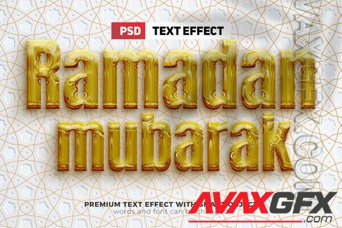 Ramadan mubarak liquid gold bold 3d editable text effect with islamic pattern