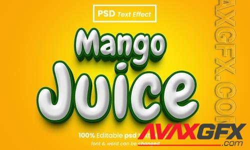 Mango juice 3d editable premium psd text effect