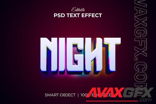 Colorful night 3d editable text effect mockup psd