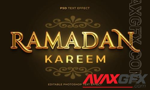 3d ramadan kareem text effect template with gold color psd