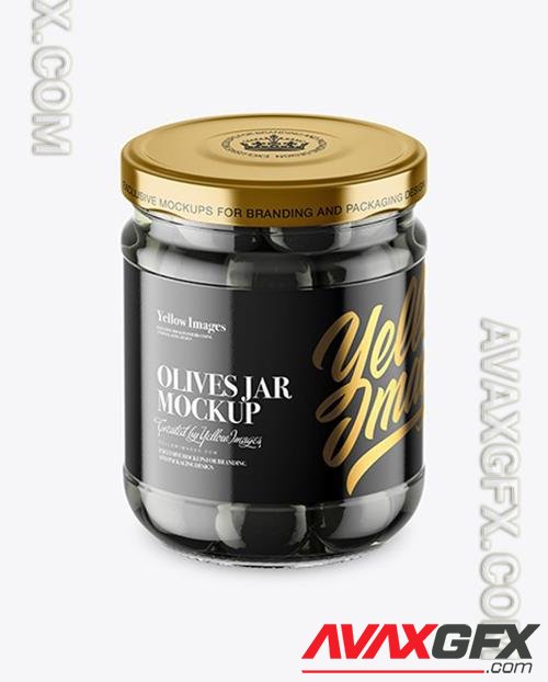 Clear Glass Jar with Black Olives Mockup 46545 TIF