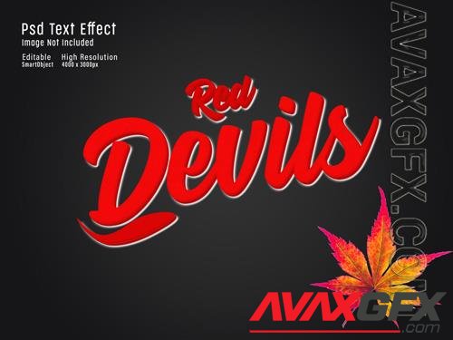 Red devils on black editable 3d text effect psd