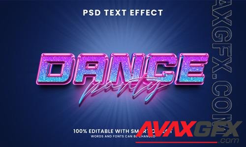 Dance party 3d editable text effect template psd