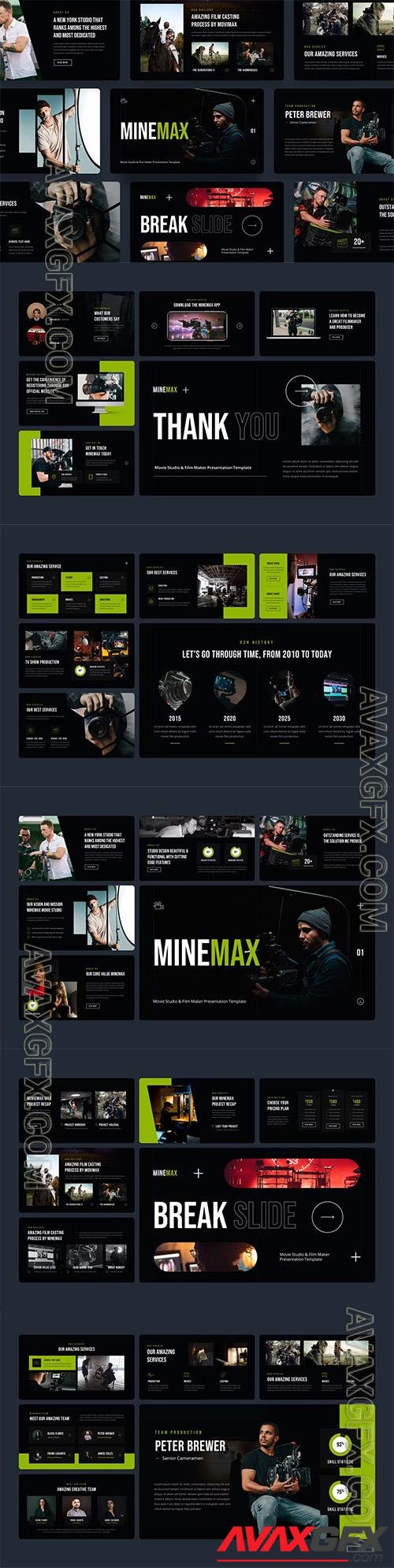 Movie Studio And Film Maker Powerpoint, Keynote and Google Slides Templates