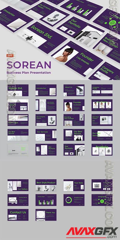 Clean Purple Green Simple Modern Corporate Profile Powerpoint, Keynote and Google Slides Templates