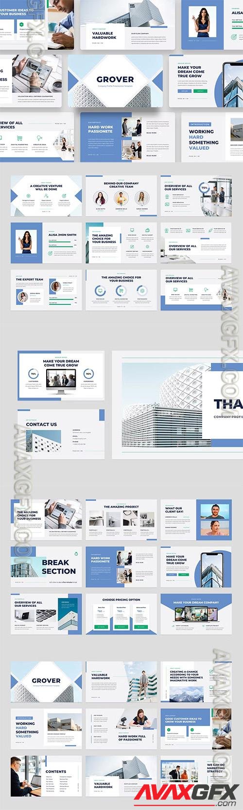 Grover - Company Profile Powerpoint, Keynote and Google Slides Templates
