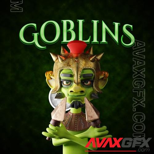 Goblin illustration with text style 3d illustration psd