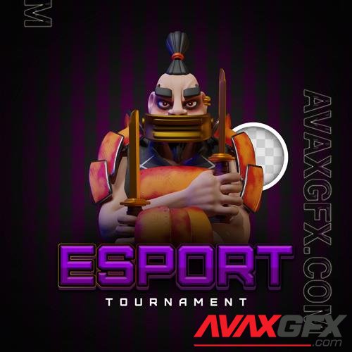 Esports tournament banner 3d illustration psd