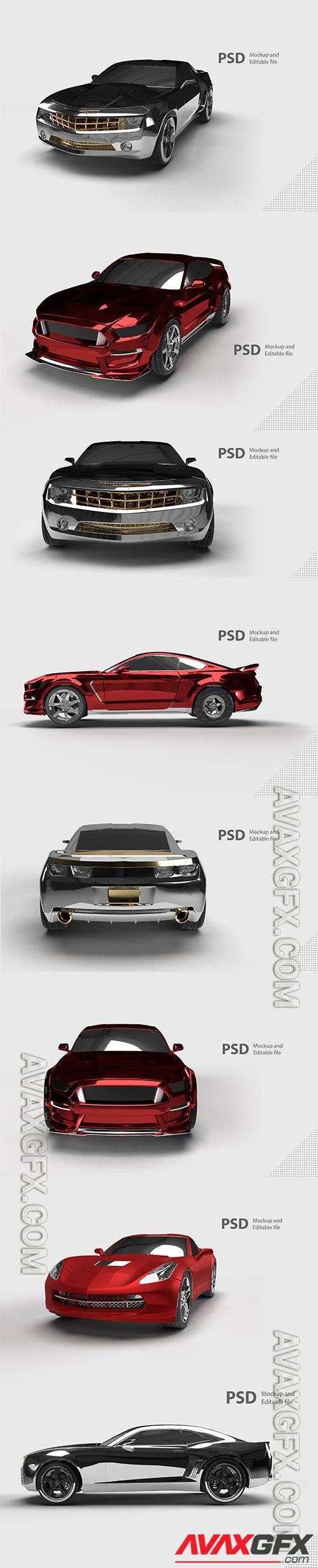 Close up on car isolated in psd