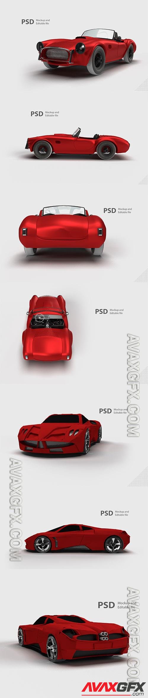 Red car isolated in psd