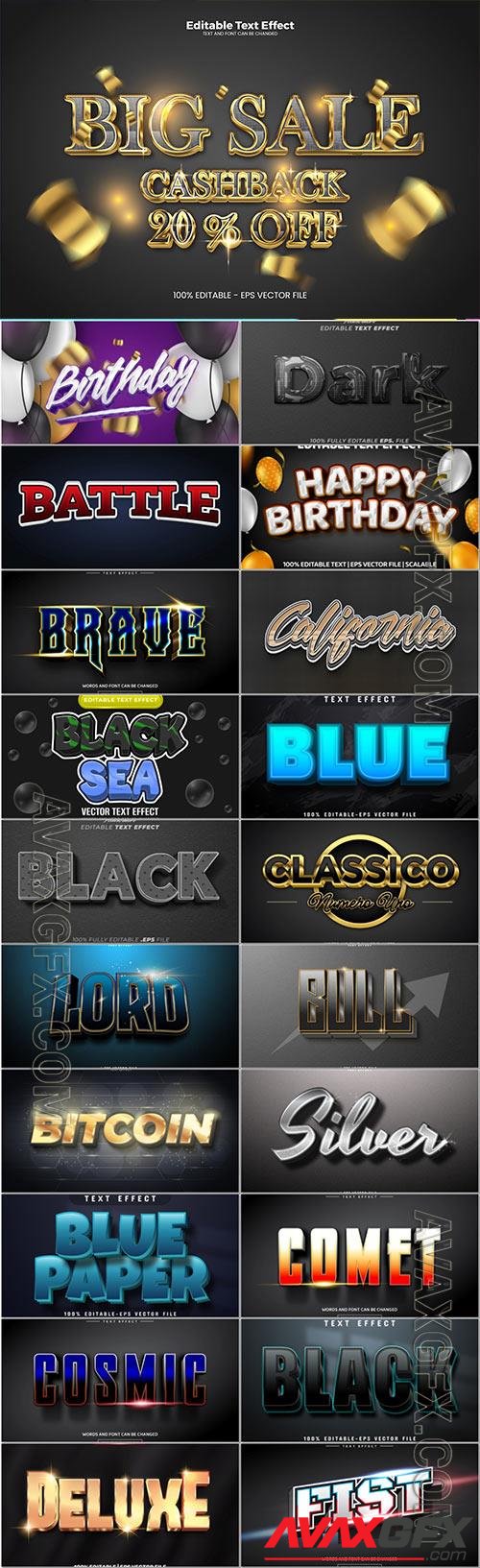 3d editable text style effect vector vol 994