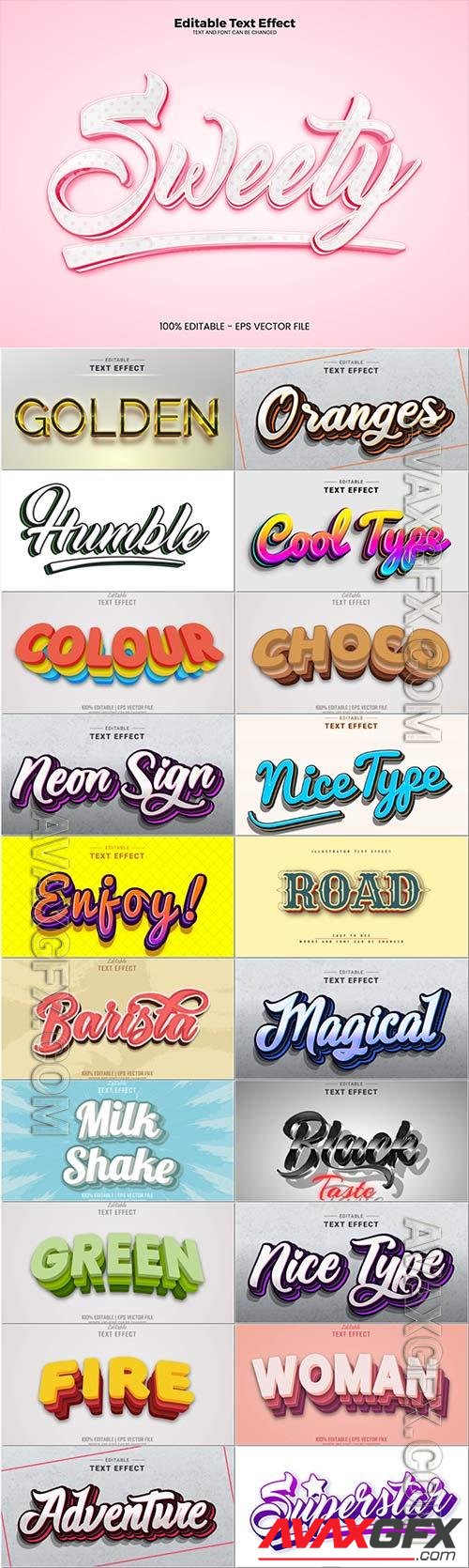 3d editable text style effect vector vol 991