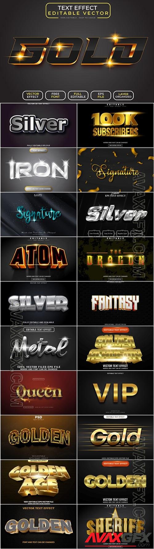 3d editable text style effect vector vol 1007