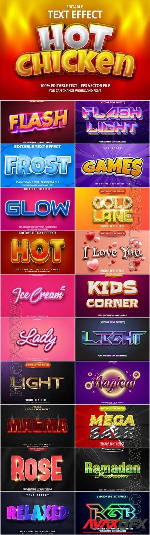 3d editable text style effect vector vol 1005