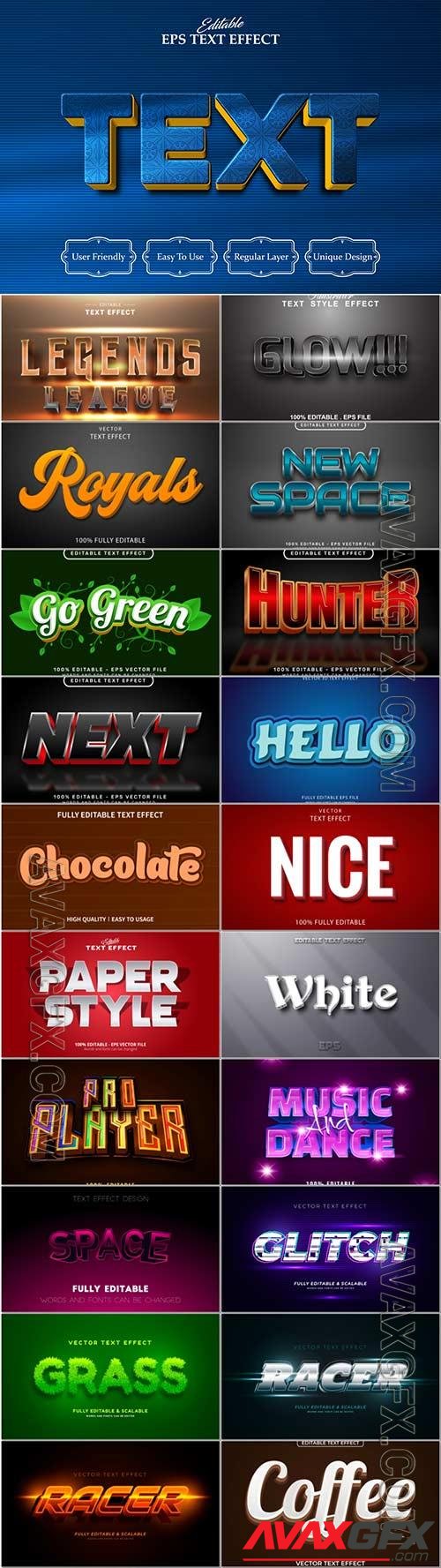 3d editable text style effect vector vol 1004