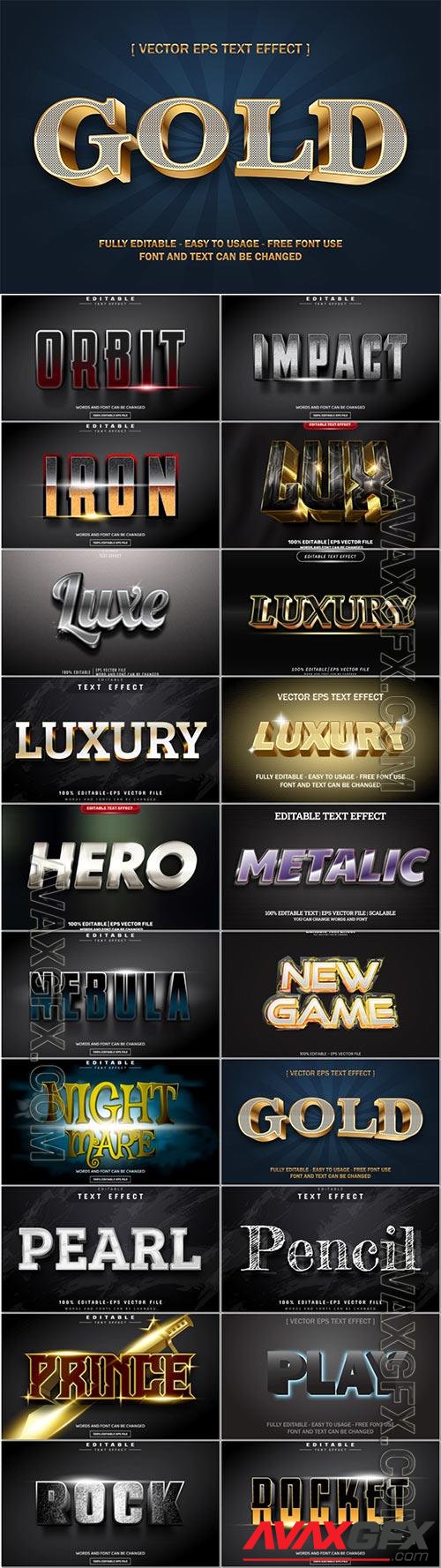 3d editable text style effect vector vol 1000