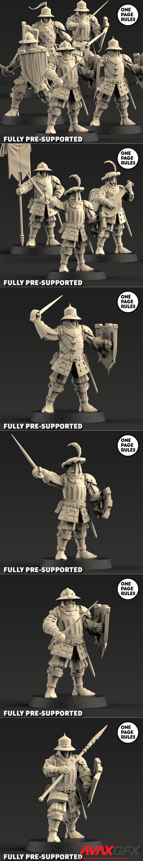 One Page Rules - Age of Fantasy Duchies of Vinci Militia – 3D Printable STL