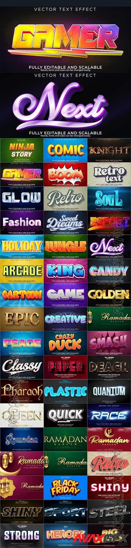 3d editable text style effect vector vol 1016