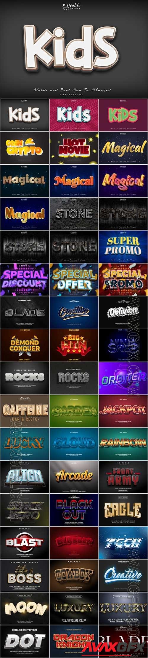 3d editable text style effect vector vol 1014