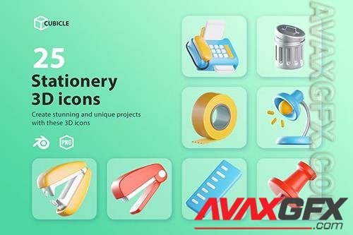 Cubicle - Stationery 3D Icons