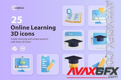 Cubicle - Online Learning 3D Icons