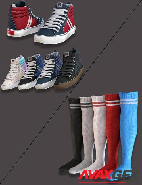 AJC Pro Skate Sneakers and Socks for Genesis 8 and 8.1 Females
