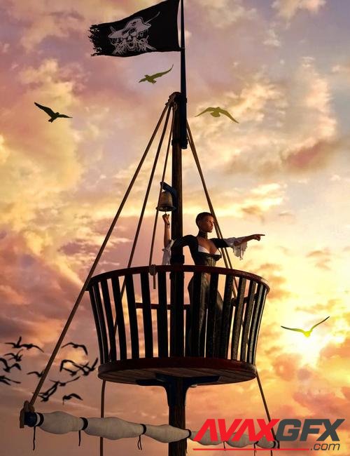 Swashbuckler Poses Props and Crows Nest for Genesis 8