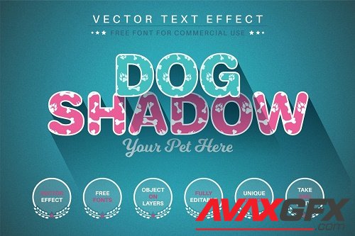Flat Dog - Editable Text Effect - 7014221