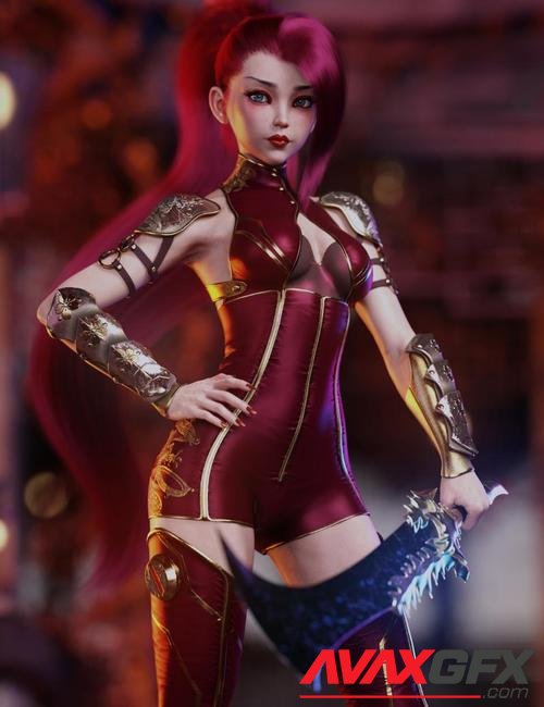 Crimson Dragon Outfit for Genesis 8 and 8.1 Females