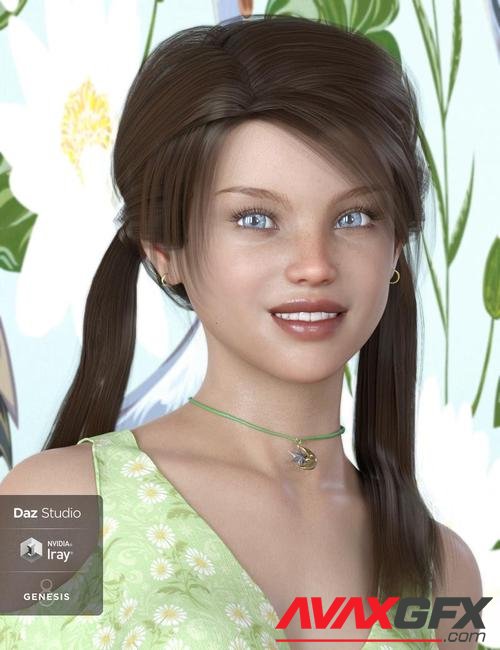 Melody Pigtail Hair for Genesis 3 and 8 Female(s)