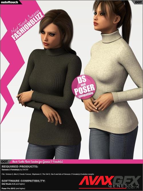 Fashion Blizz - Mock Turtle Neck for Genesis 2 Female(s)