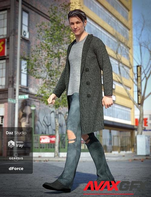 dForce Long Coat Outfit for Genesis 8 Male(s)