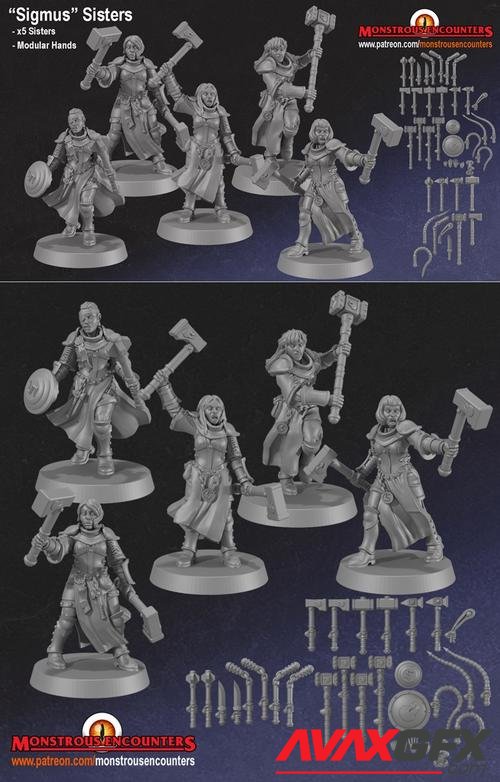 ﻿Monstrous Encounters - Sisters of Sigmus Adepts – 3D Printable STL