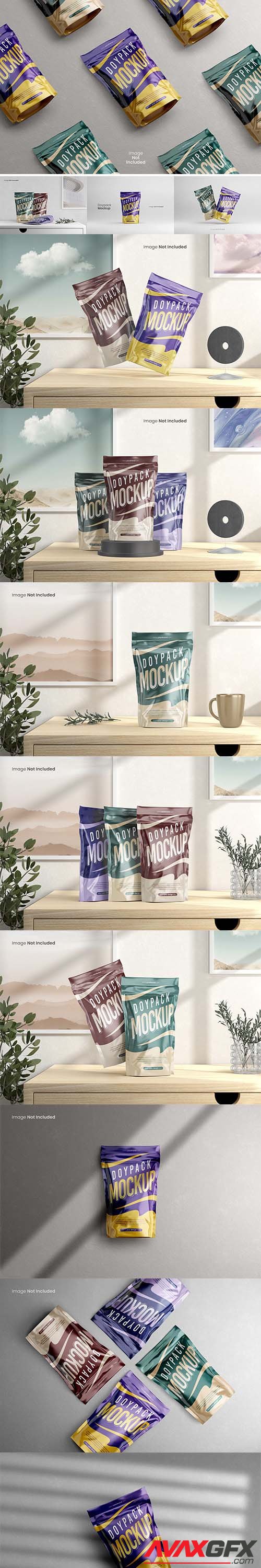 Doypack pouch food packaging mockup