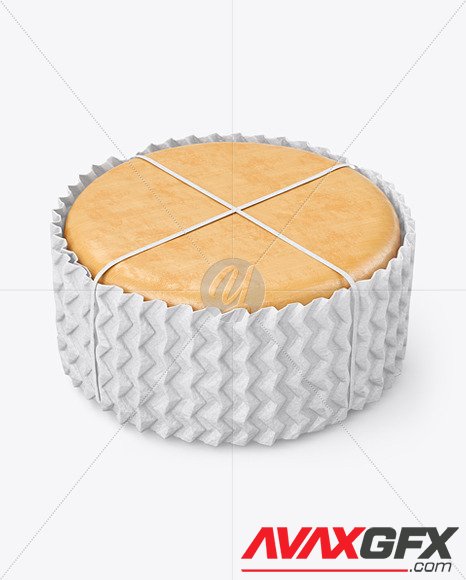 Cheese Wheel w/ Kraft Сorrugated Paper wrapping label mockup 95521