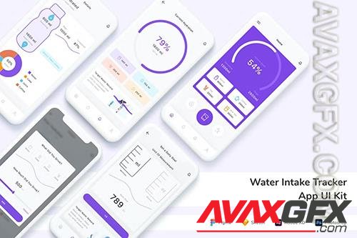 Water Intake Tracker App UI Kit R8GN2AS