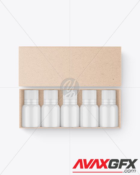 Set of Bottles in Kraft Box Mockup 95479