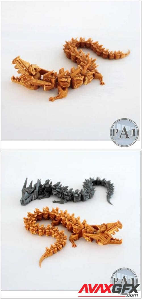 ﻿Articulated dragon robot with moving jaws – 3D Printable STL