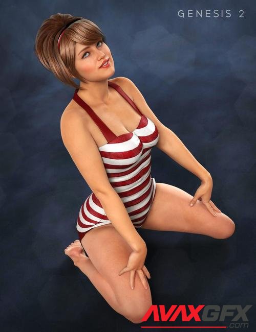 Retro Swimsuit for Genesis 2 Female(s)