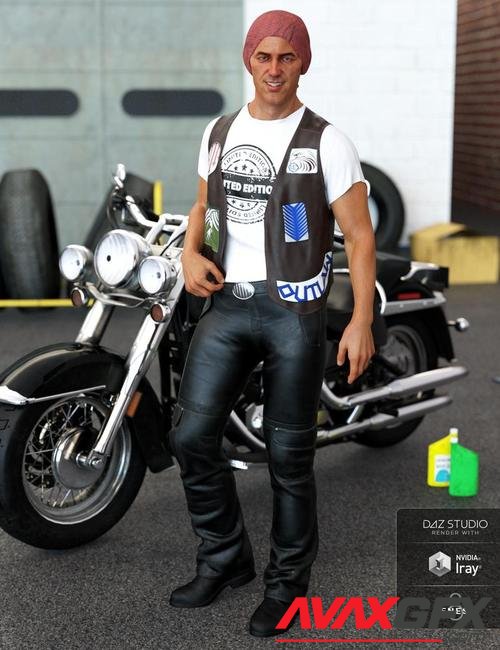 dForce Biker Outfit for Genesis 8 Male(s)